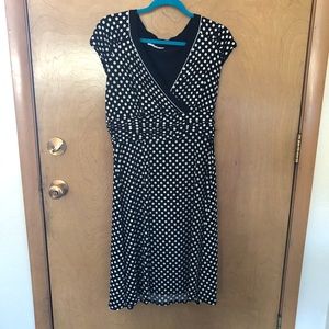 Sandra Darren Black White Polka Dot Dress Size 12